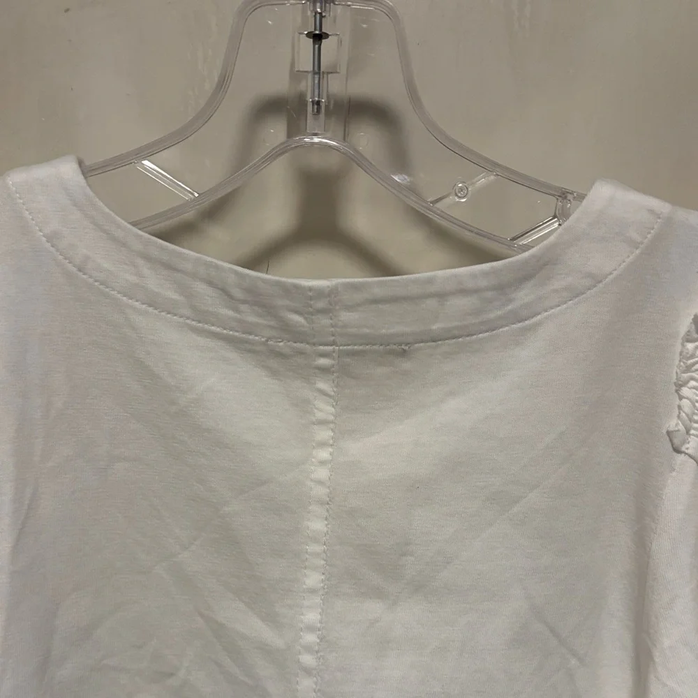 Madewell White Puff Sleeve Vneck Top Brand New Small NT331
